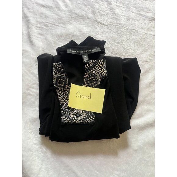 White House Black Market Womens Sleeveless Pleated Hem Mini Dress Medium Beaded - Picture 13 of 13